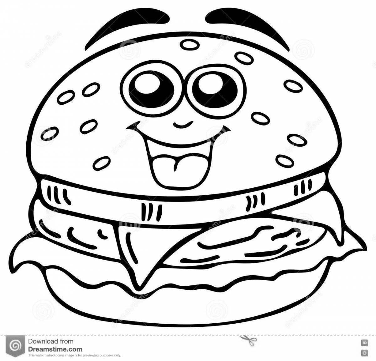 Coloring page funny boxy boo burger