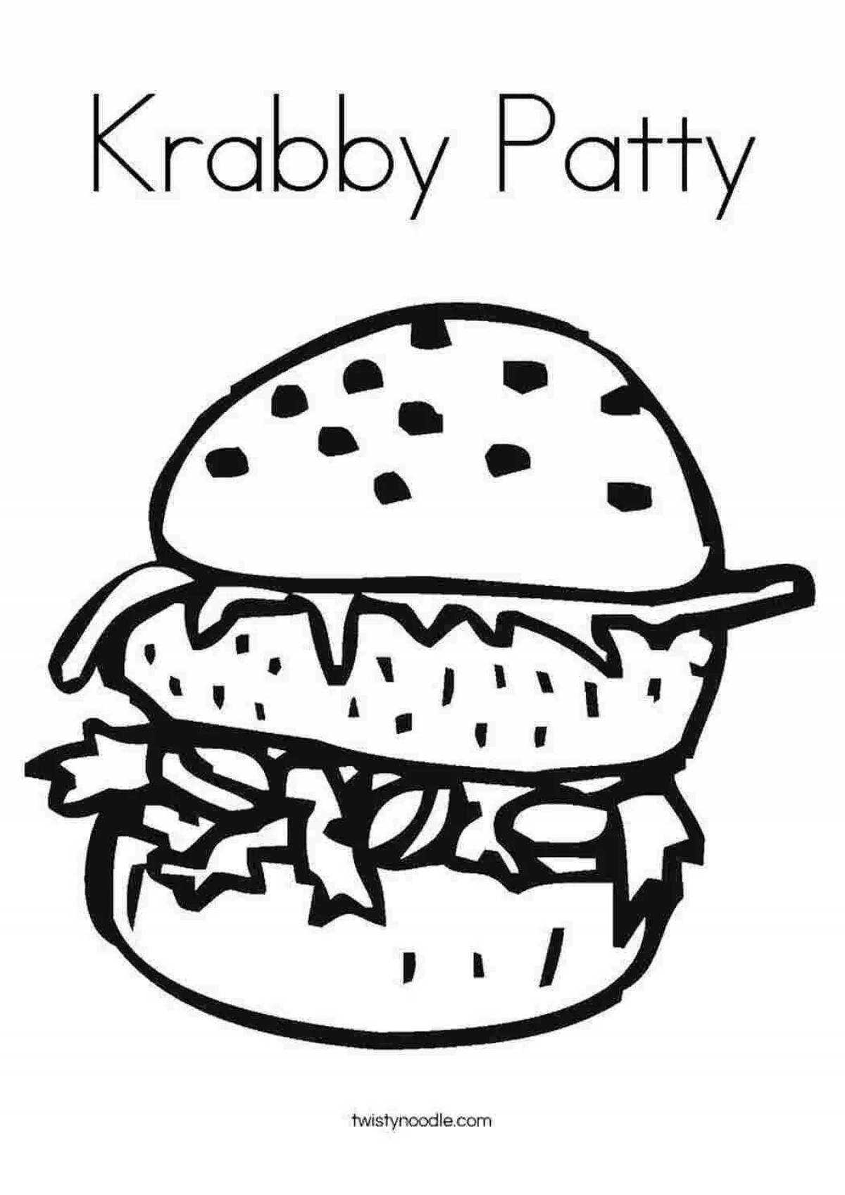 Joyful boxy boo burger coloring page