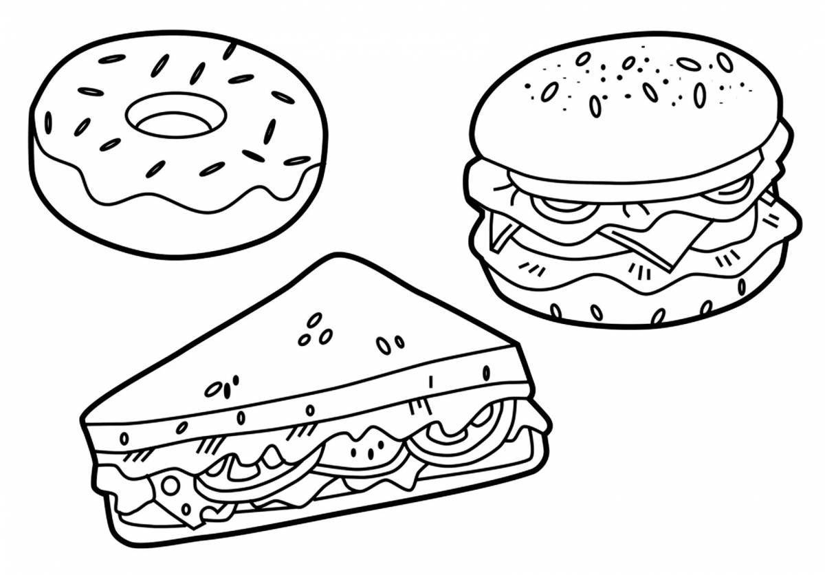 Playful boxy boo burger coloring page