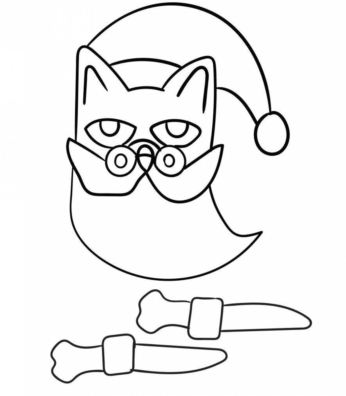 Яркая раскраска кошка в очках