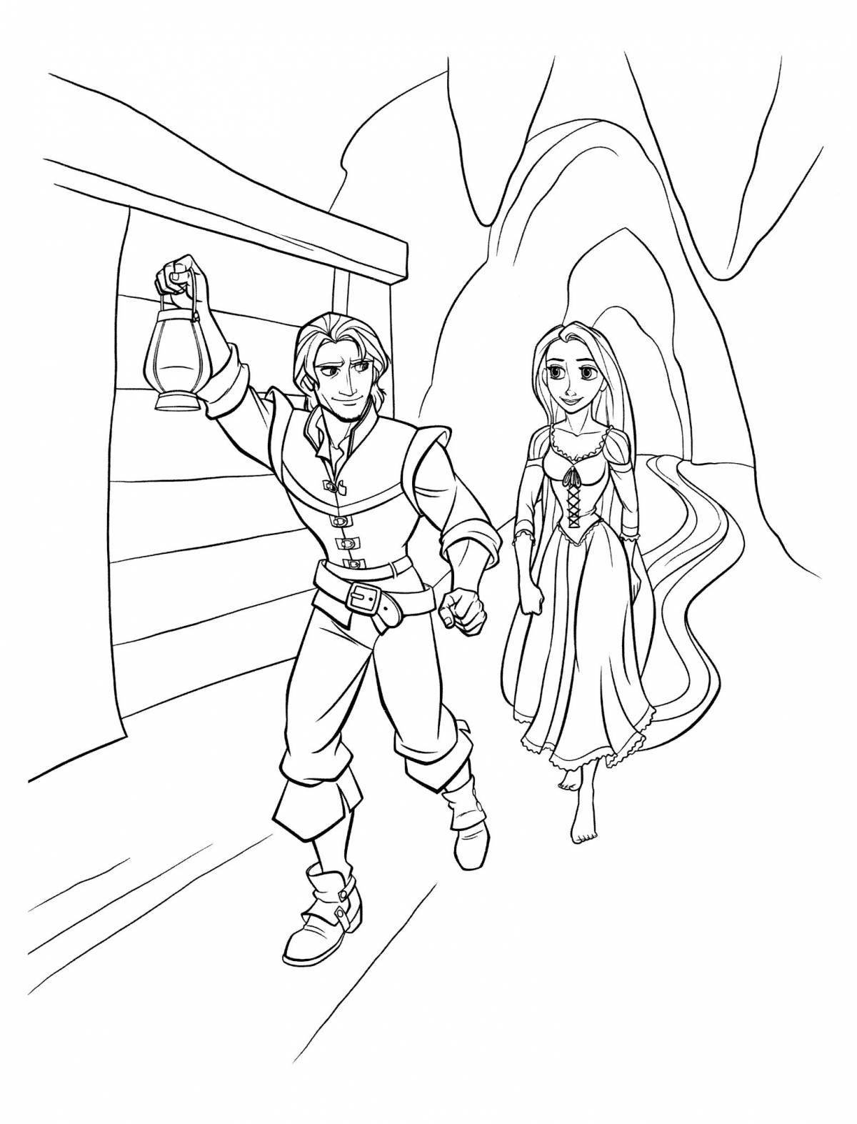 Happy coloring rapunzel and eugene