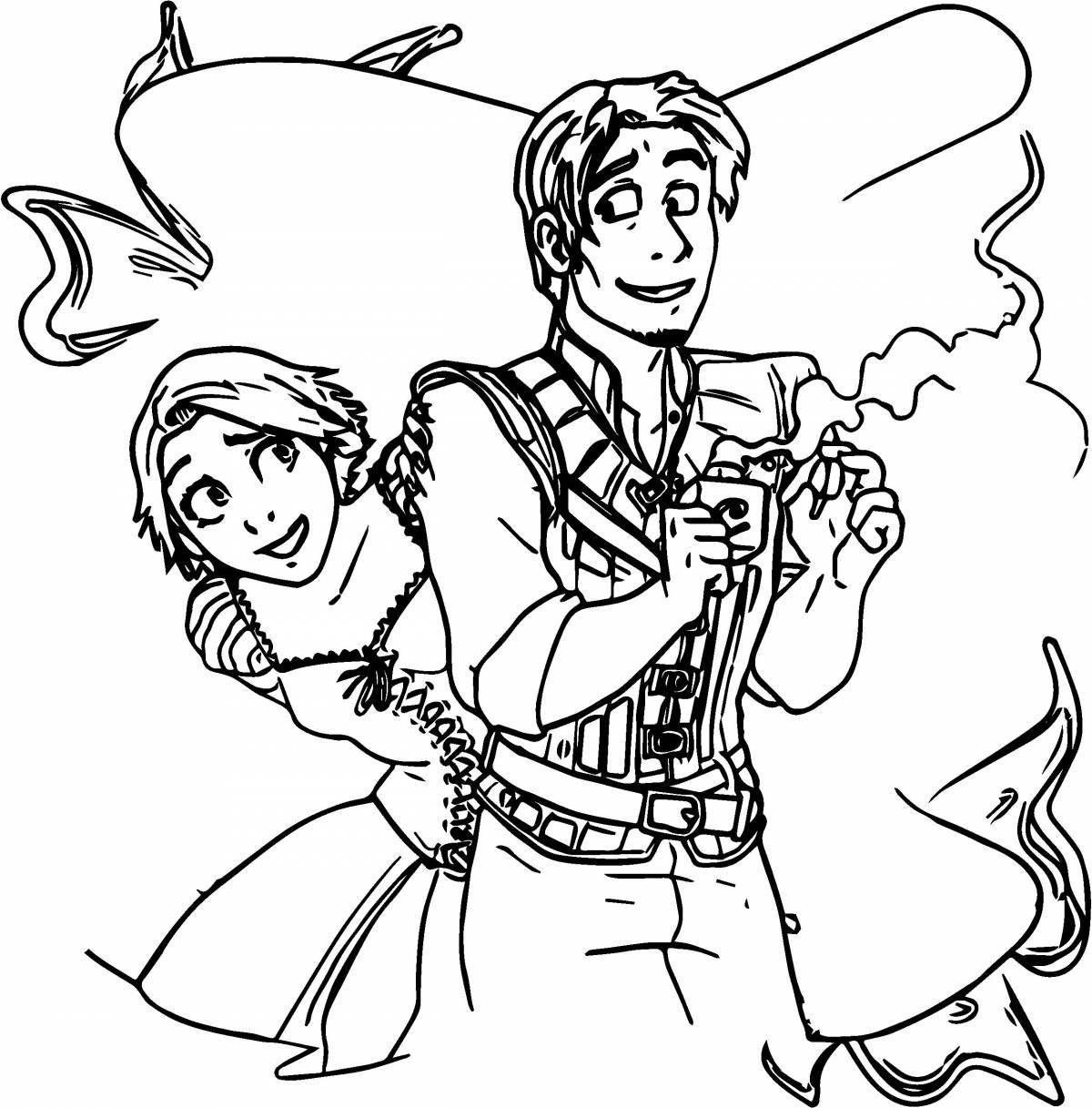 Tangled and Eugene funny coloring book