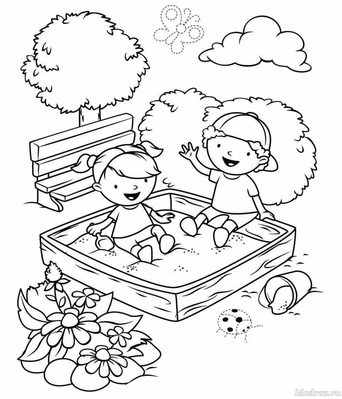 Joyful sandbox coloring for kids