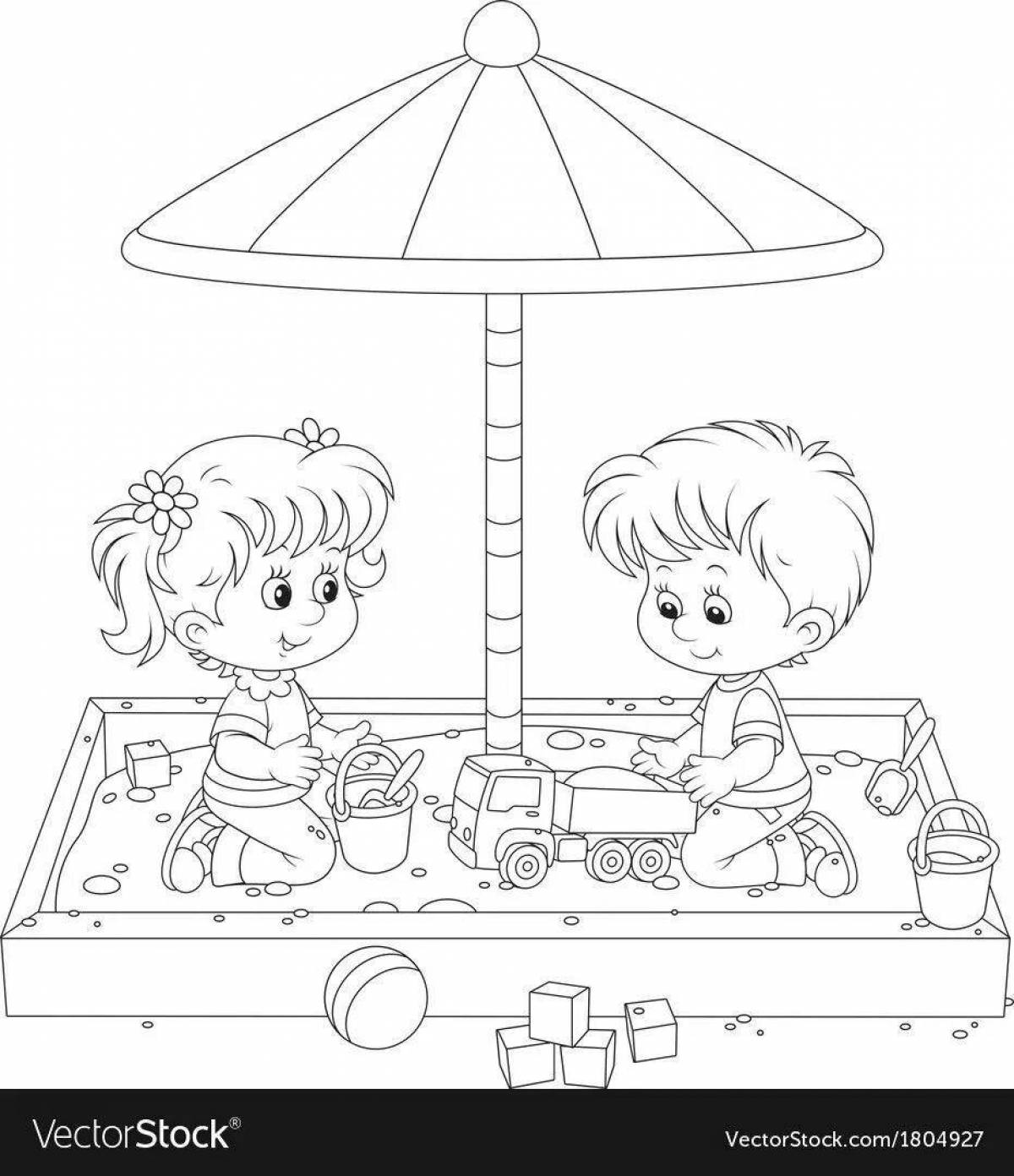A fun sandbox coloring book for the little ones