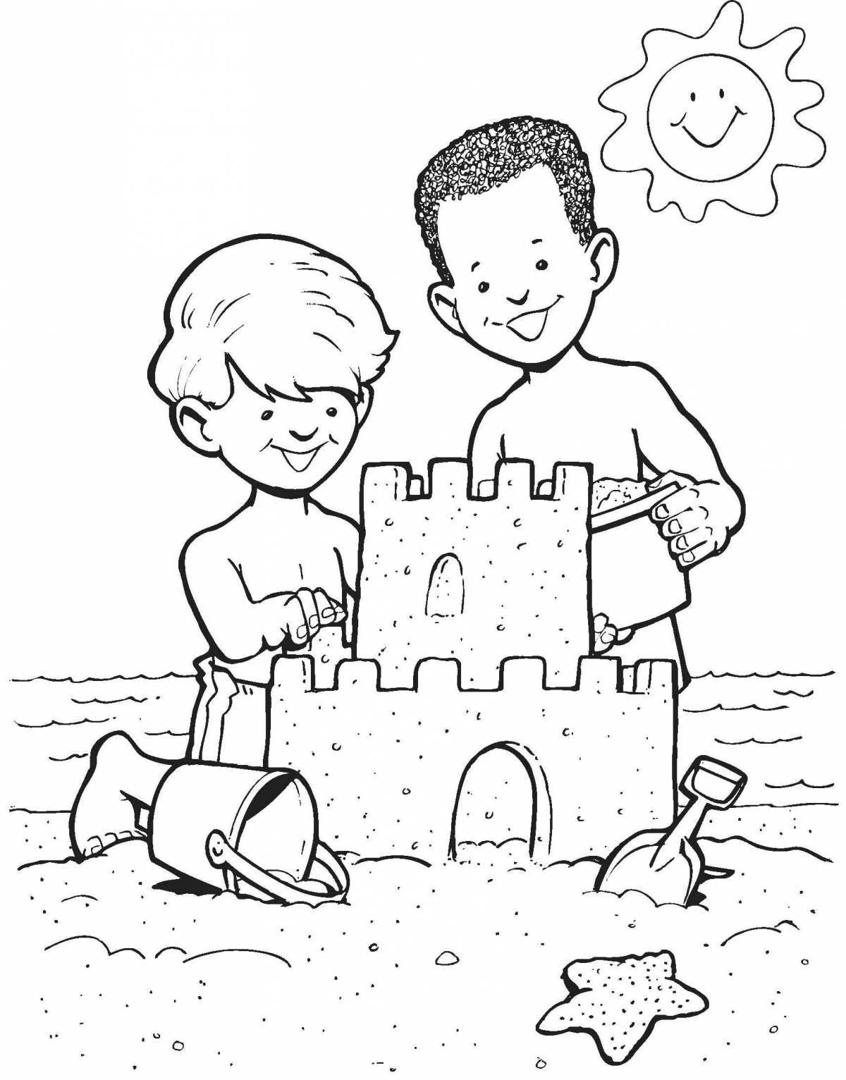 Яркая раскраска-песочница для малышей