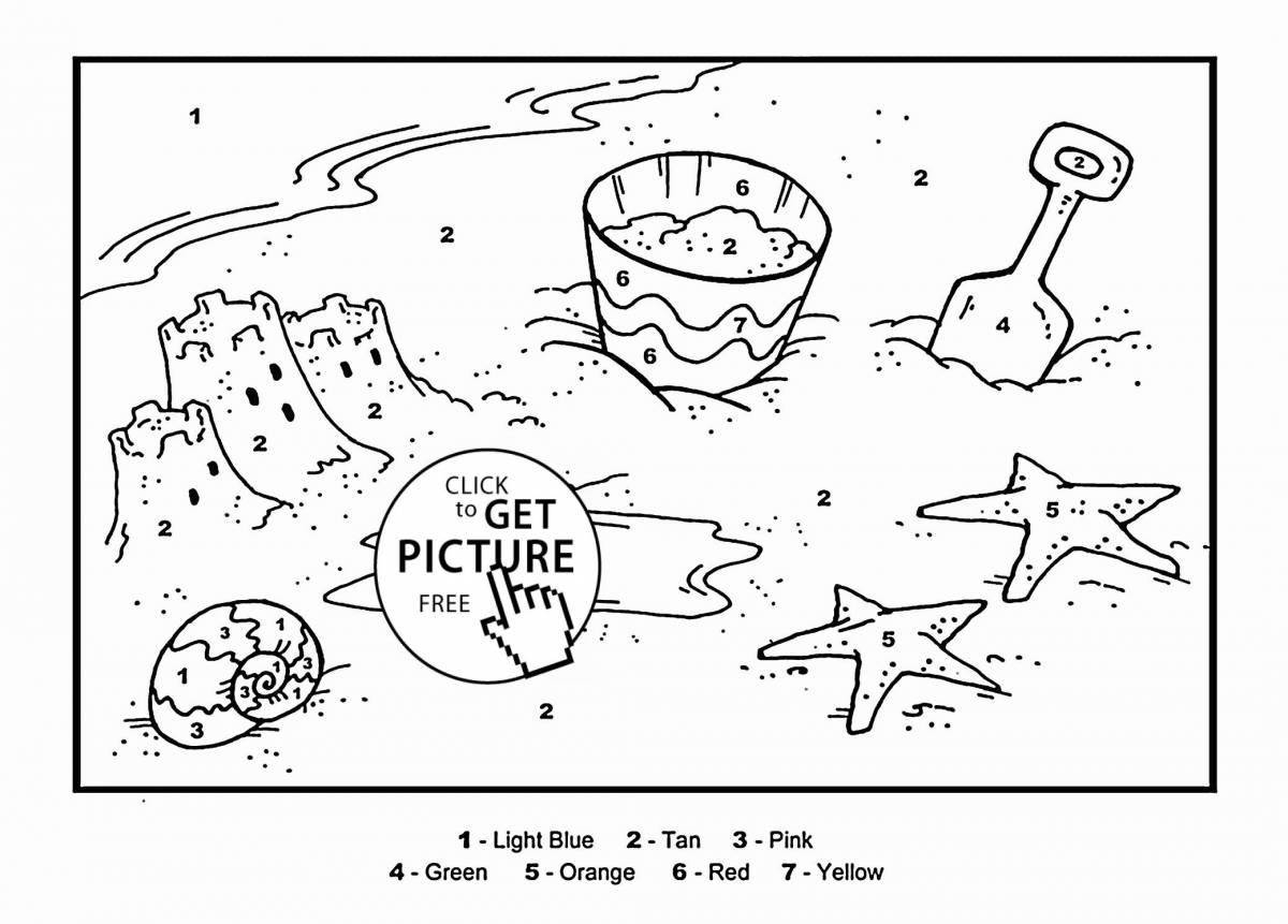 Colorful sandbox coloring page for toddlers