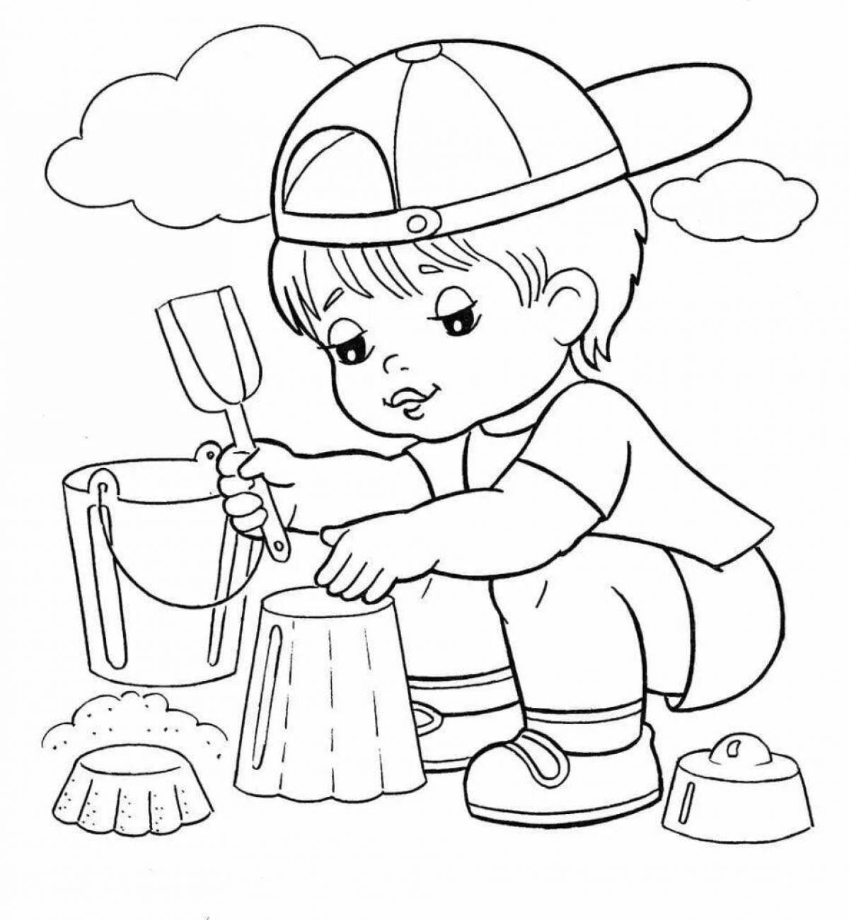 Joyful sandbox coloring for toddlers