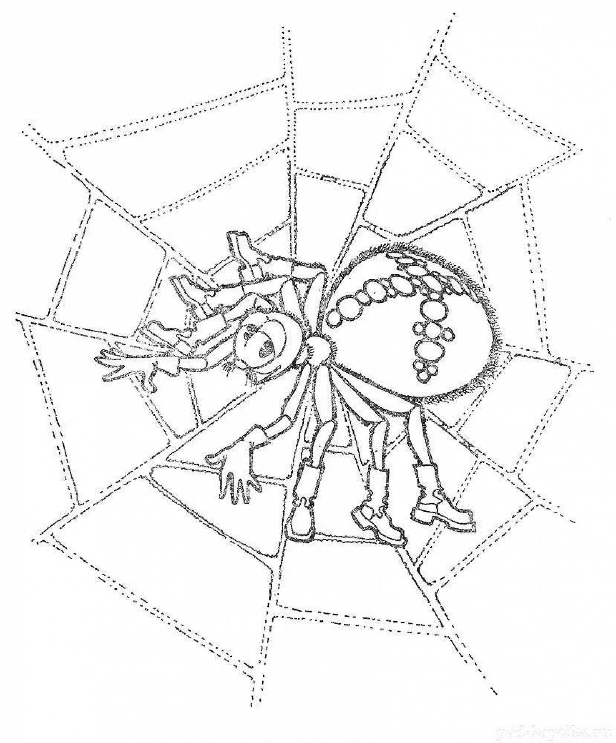 Муха цокотуха раскраска для детей. Муха Цокотуха паук раскраска. Раскраска по сказкам Чуковского для детей Муха Цокотуха. Паук из мухи Цокотухи раскраска. Паук из сказки Муха Цокотуха раскраска.