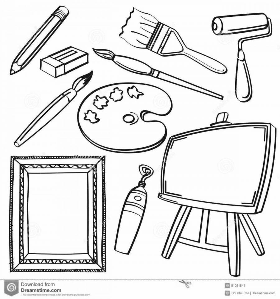 Инструменты для рисования раскраска для детей