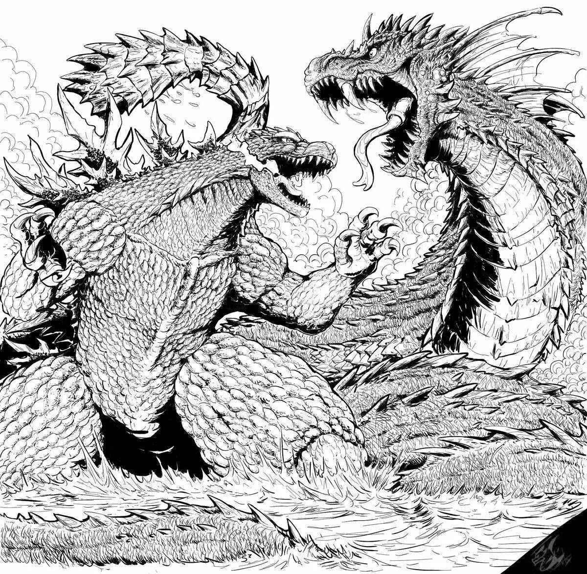 Impressive godzilla vs mechagodzilla coloring page