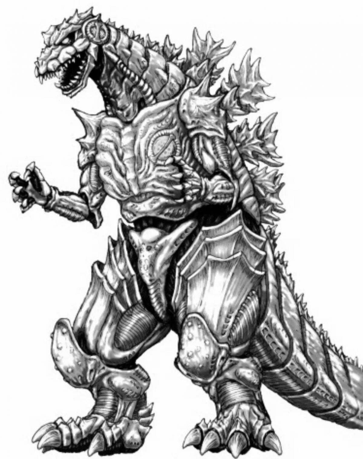 Coloring page elegant godzilla vs mechagodzilla