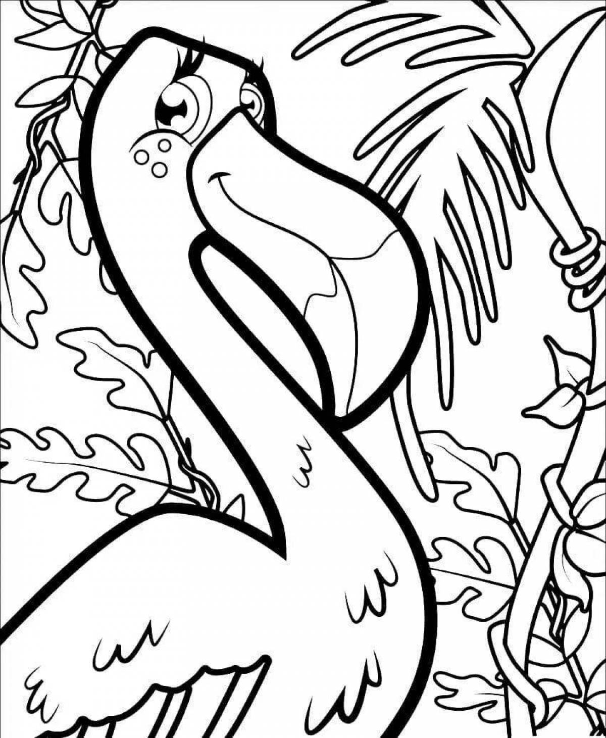 Coloring book exotic flamingo for girls