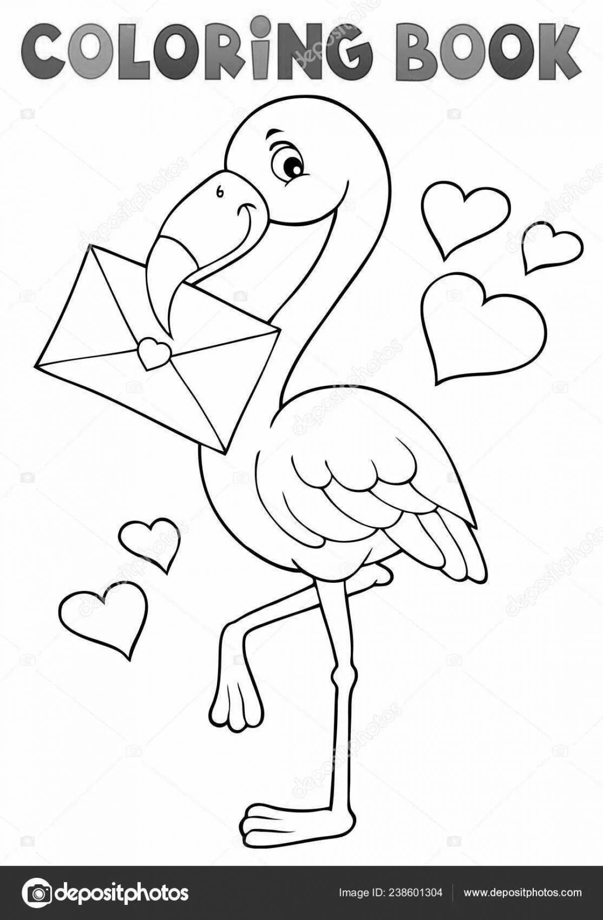Adorable flamingo coloring page for girls