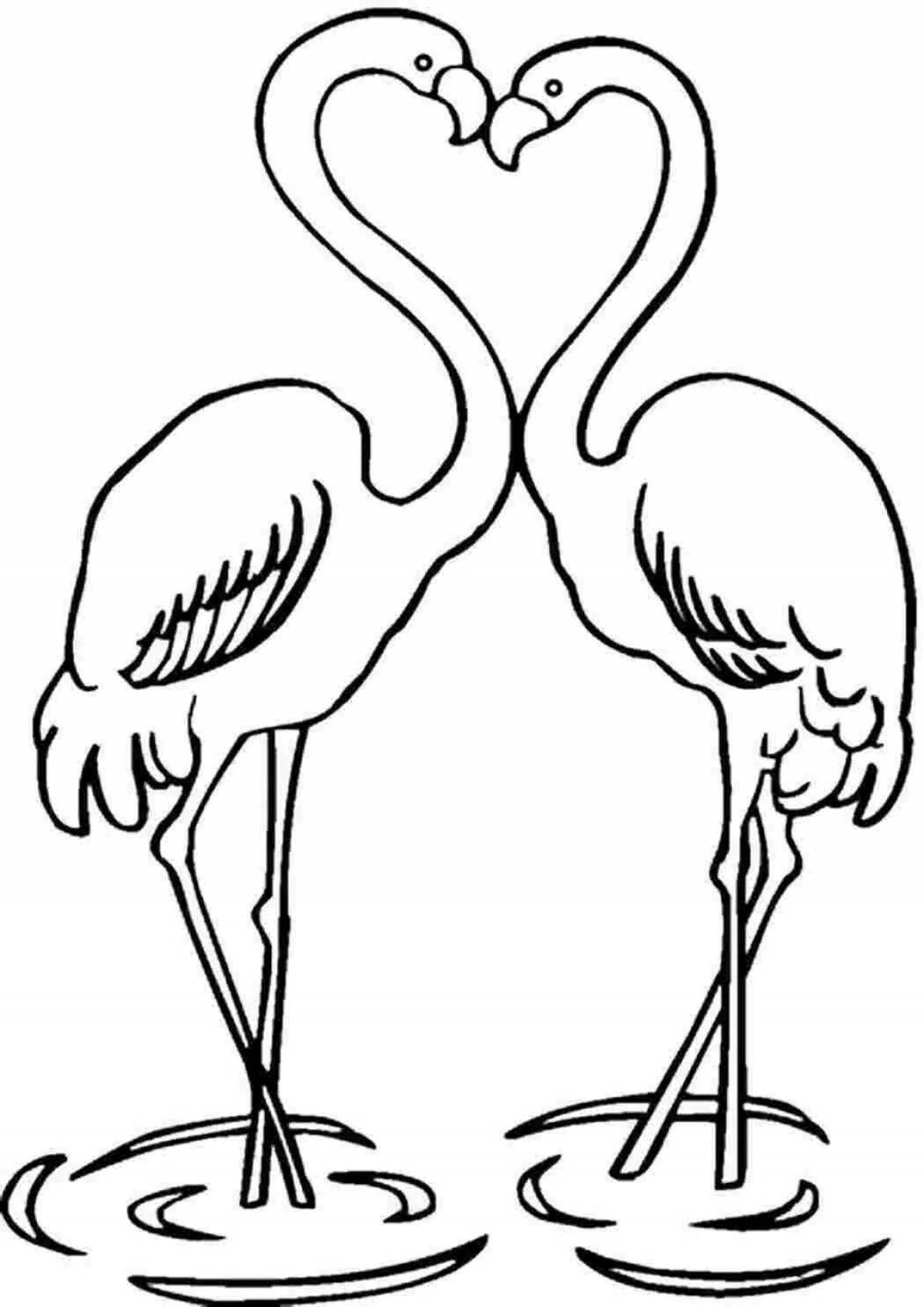 Glowing flamingo coloring page for girls