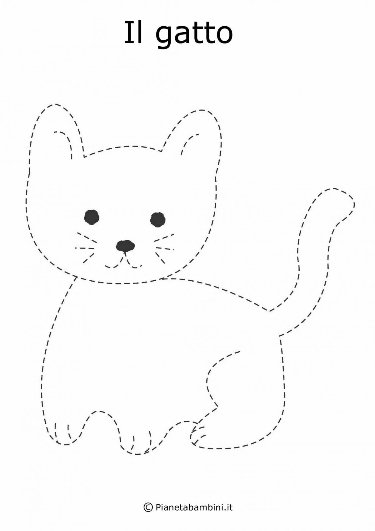 Coloring cute dotted cat