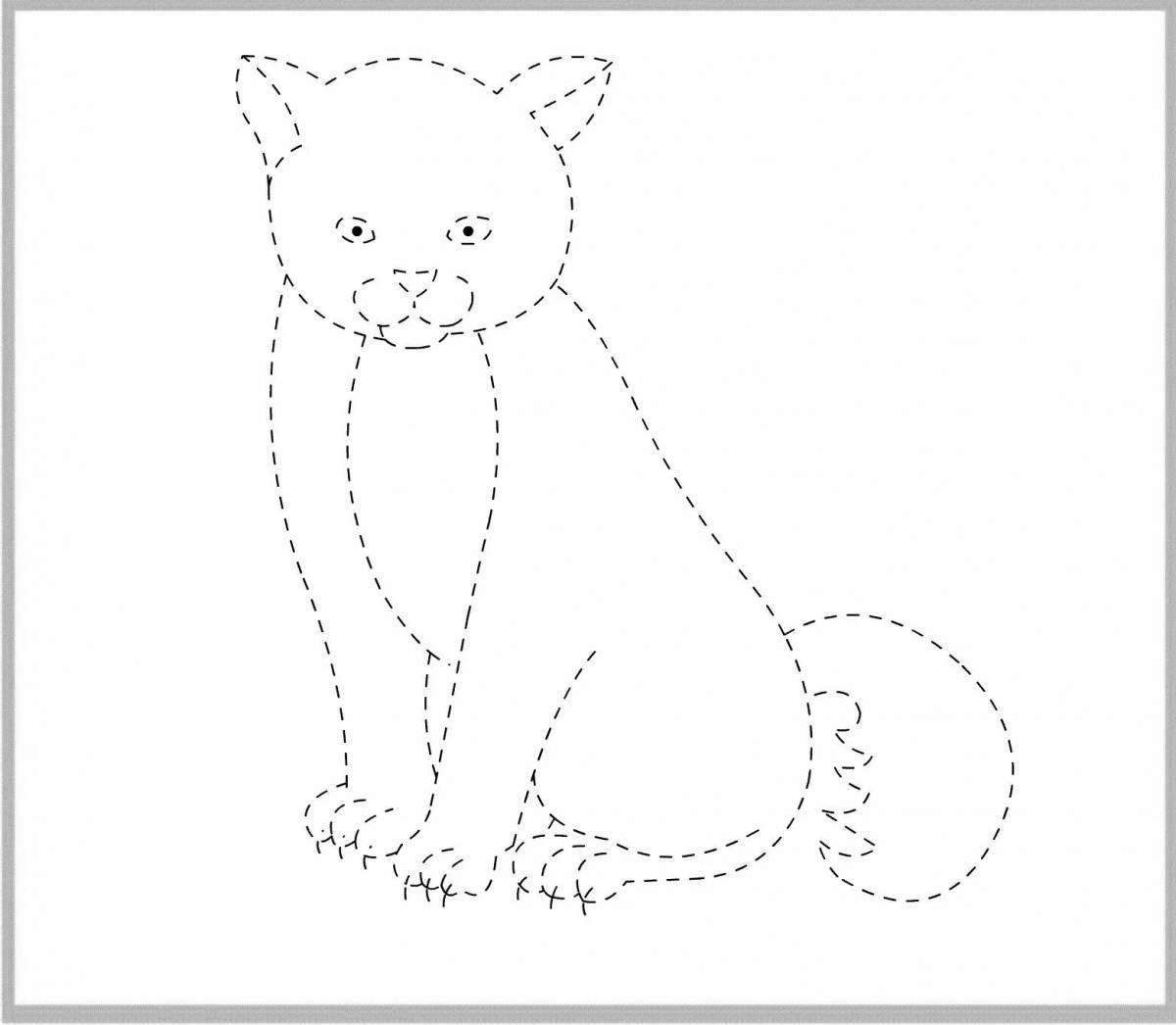 Polka dot cat coloring page