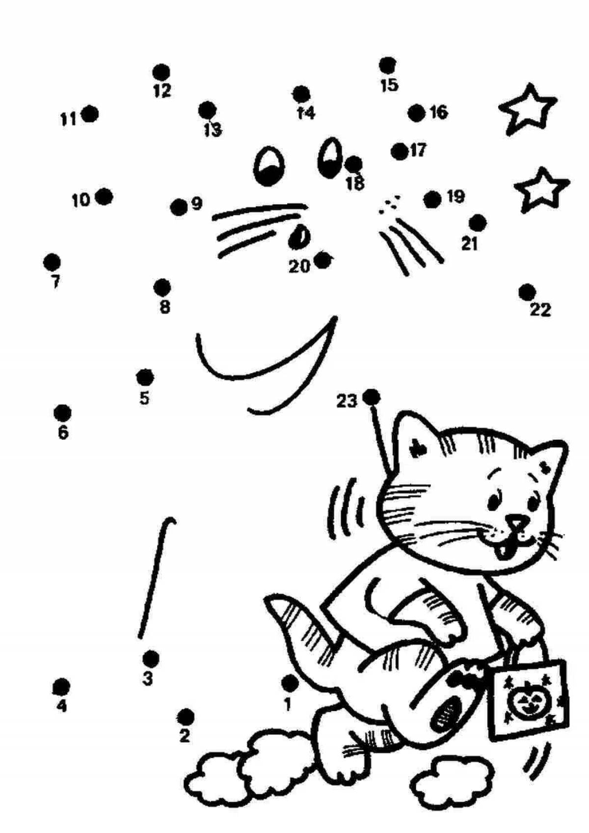 Coloring page mischievous dotted cat