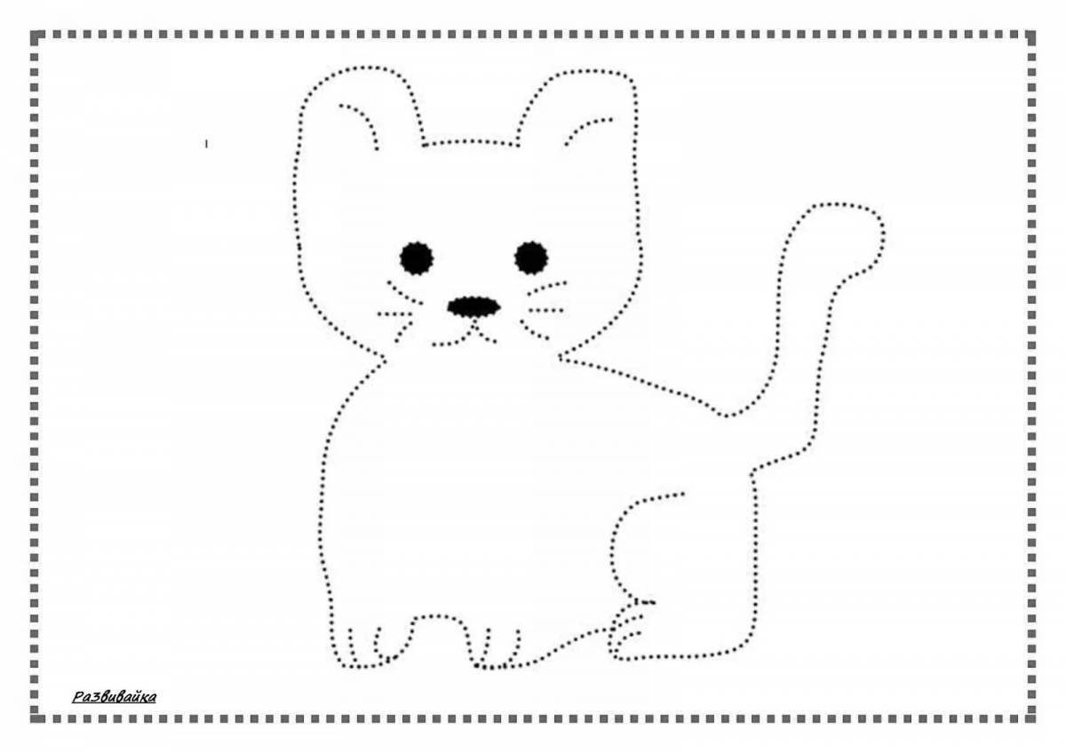Анимированная раскраска с точечной кошкой