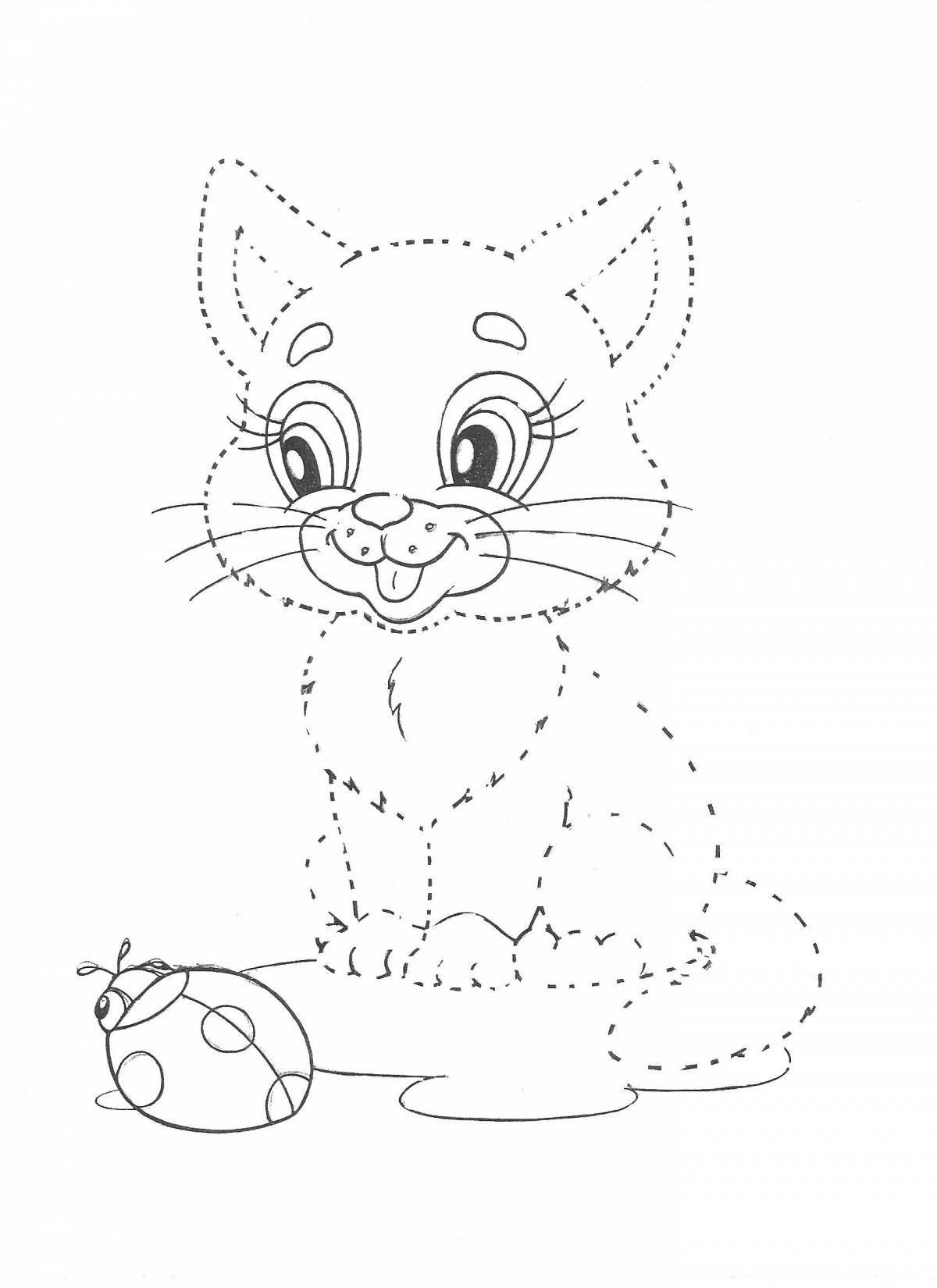Coloring funny dotted cat