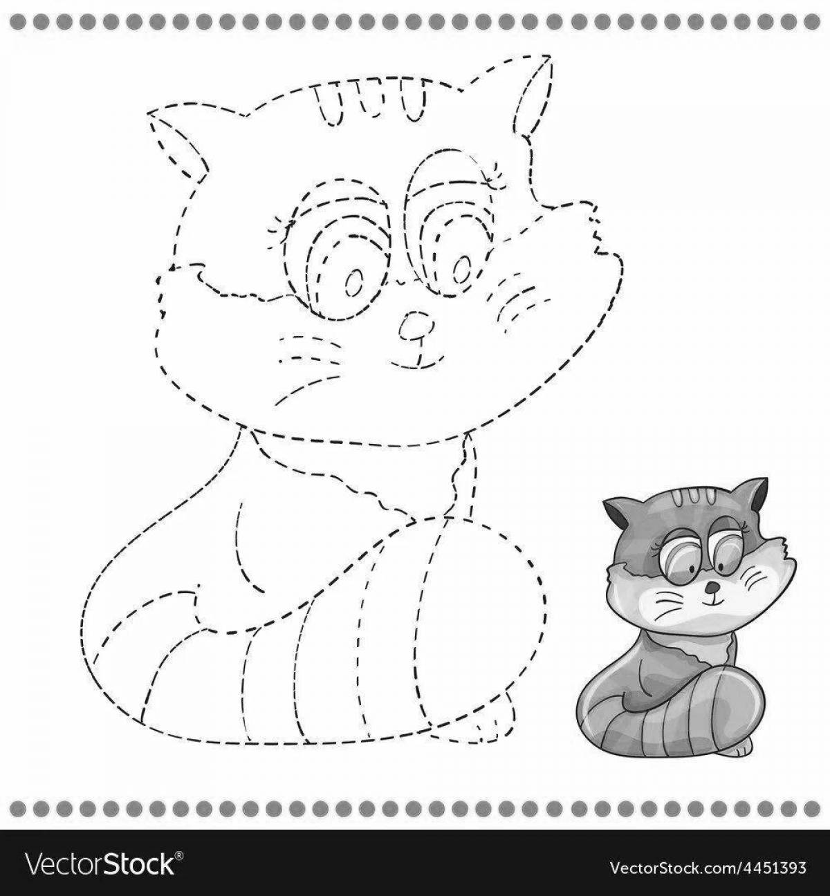 Раскраска кошка с пузырчатыми точками