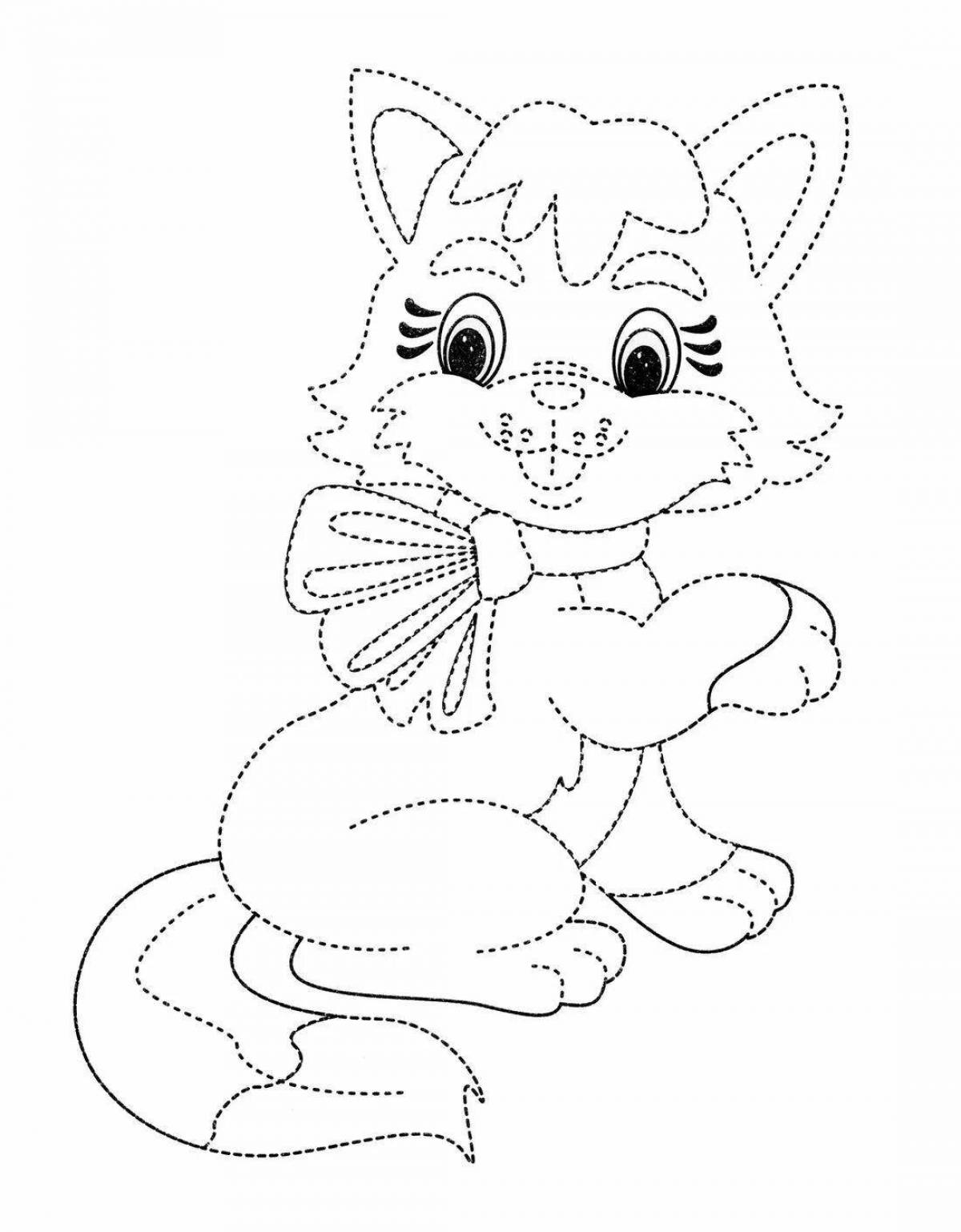 Spunky dotted cat coloring page