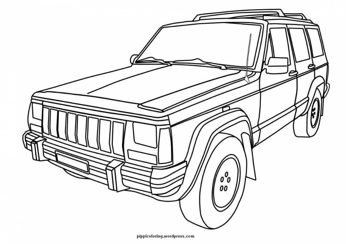 Яркая раскраска jeep grand cherokee