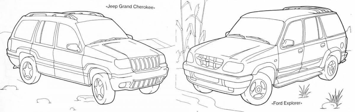 Буйная раскраска jeep grand cherokee