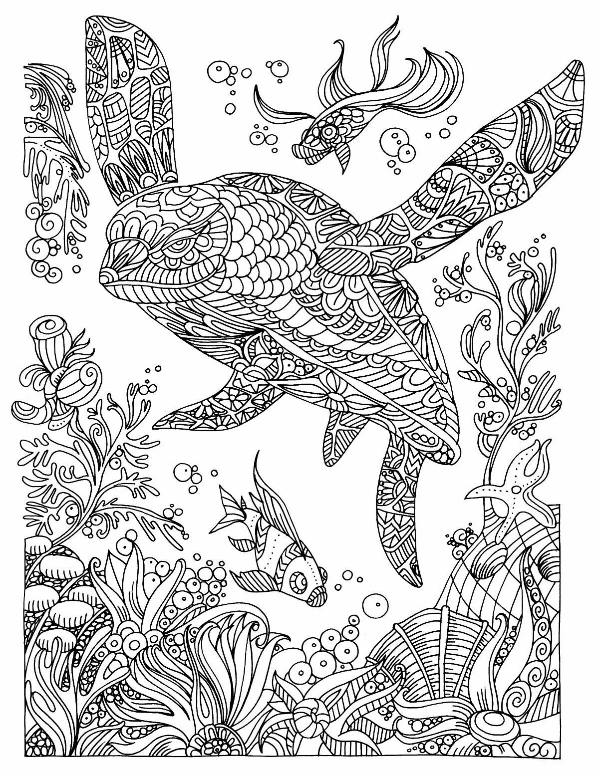 Exciting anti-stress animal world coloring book