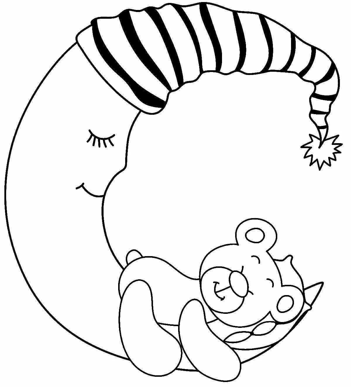Majestic bear on the moon coloring page