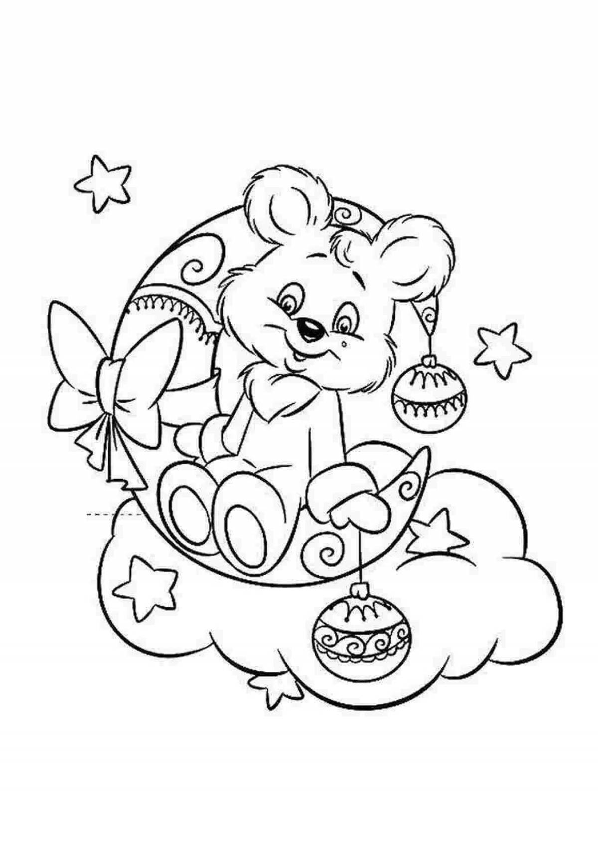 Coloring book nice bear on the moon