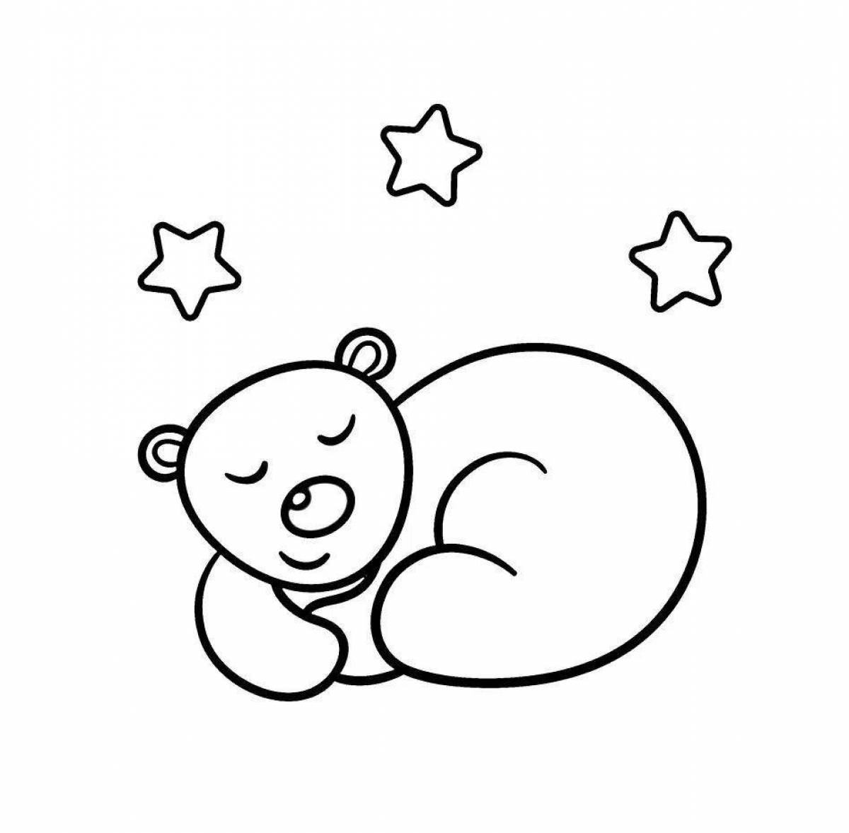 Adorable bear on the moon coloring book