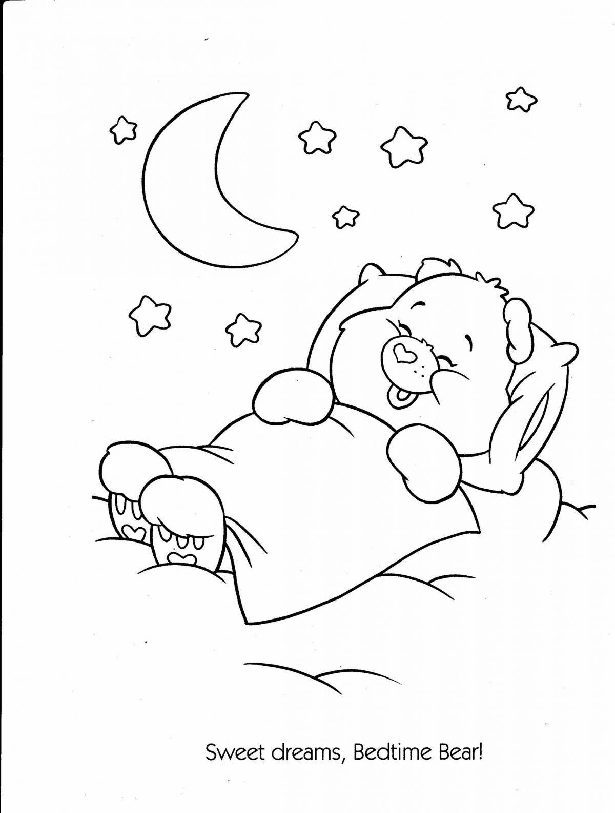 Coloring page wild bear on the moon