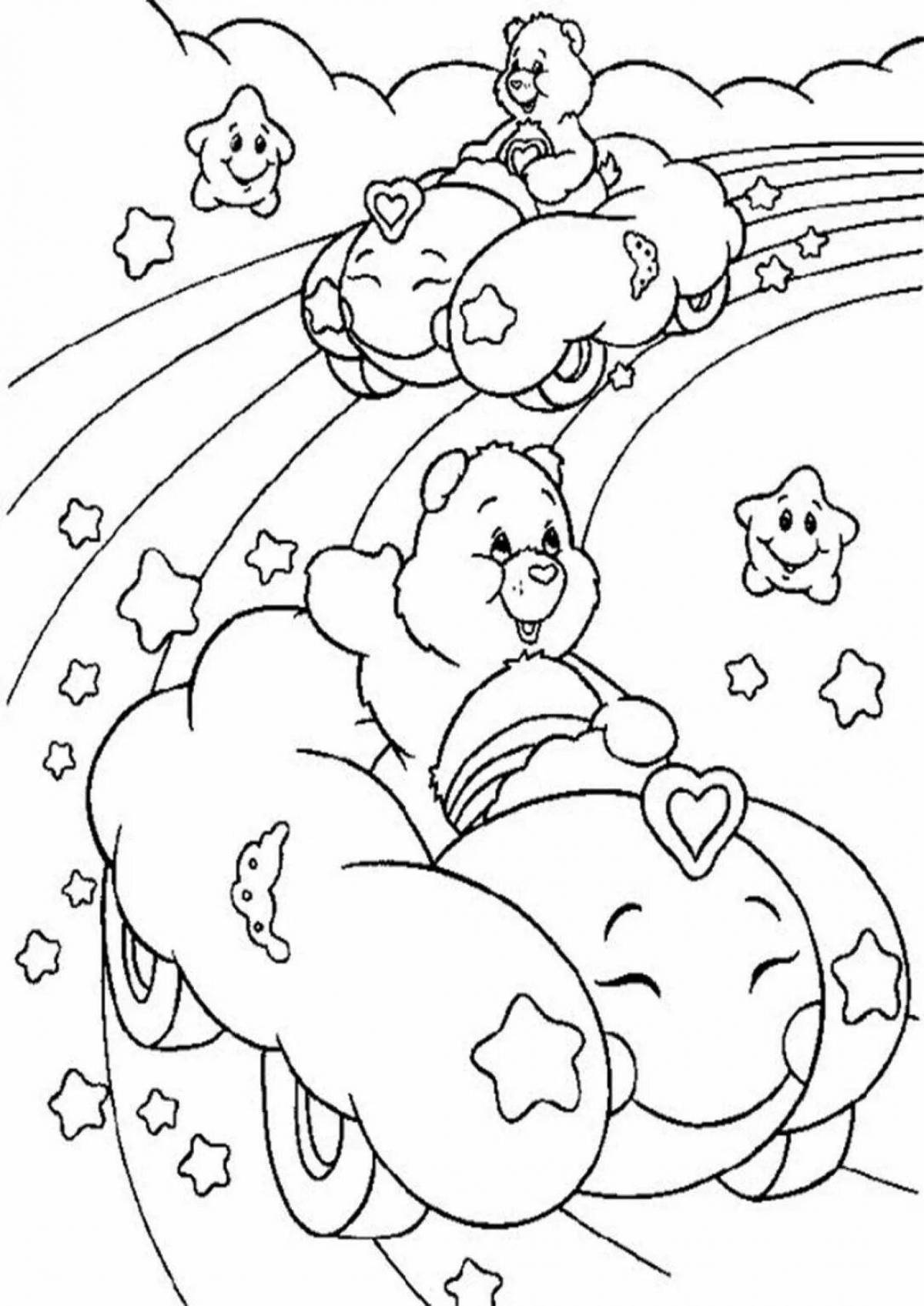 Coloring page blissful bear on the moon