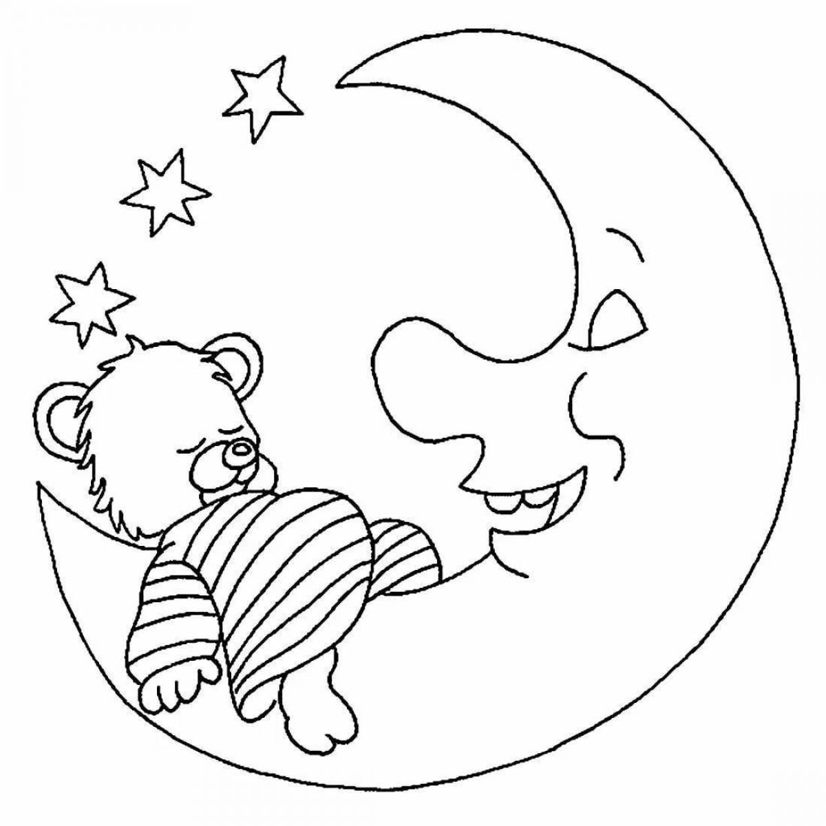 Анимированный медведь на луне раскраски