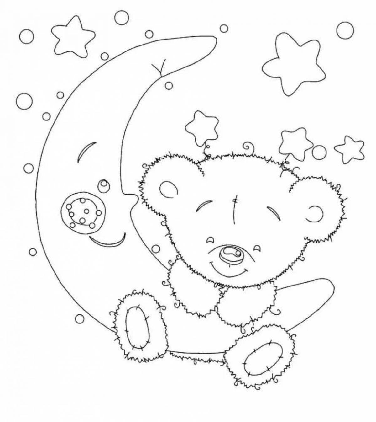 Fancy bear on the moon coloring page