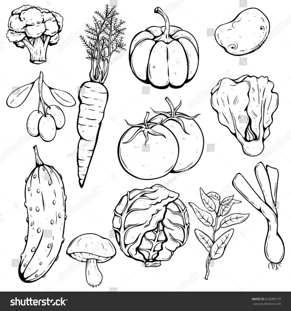 Attractive vegetable vinaigrette coloring book