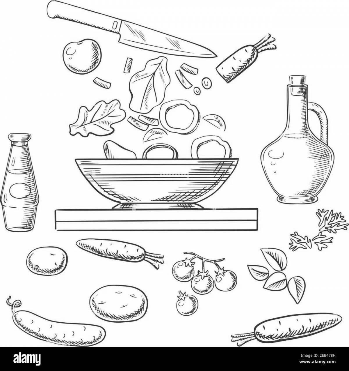 Раскраска Забавная овощная раскраска «винегрет»