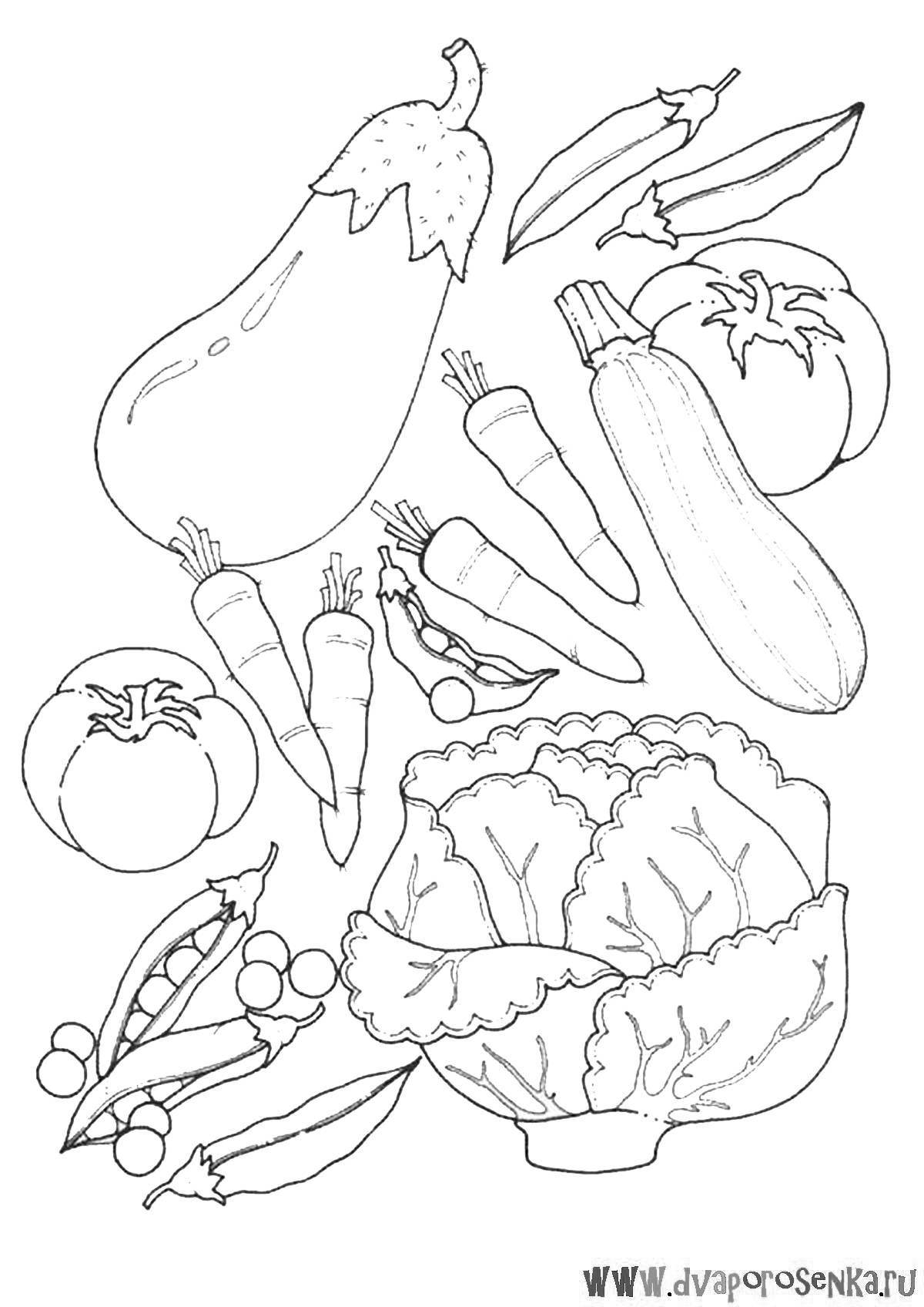 Cute vinaigrette vegetable coloring book