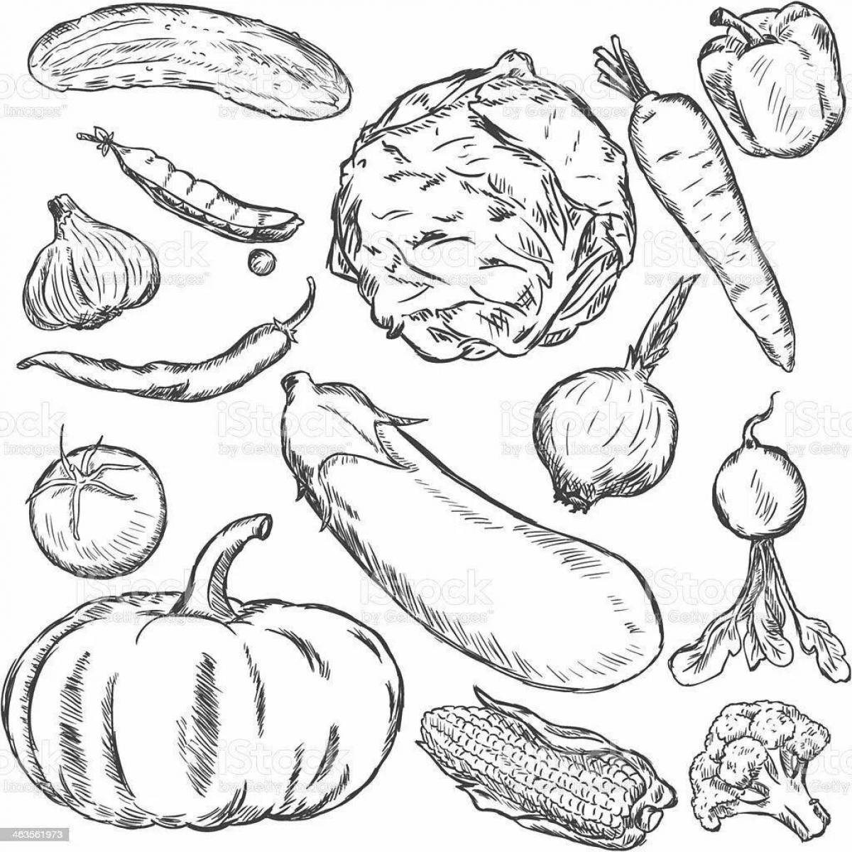 Coloring page cheerful vinaigrette with vegetables