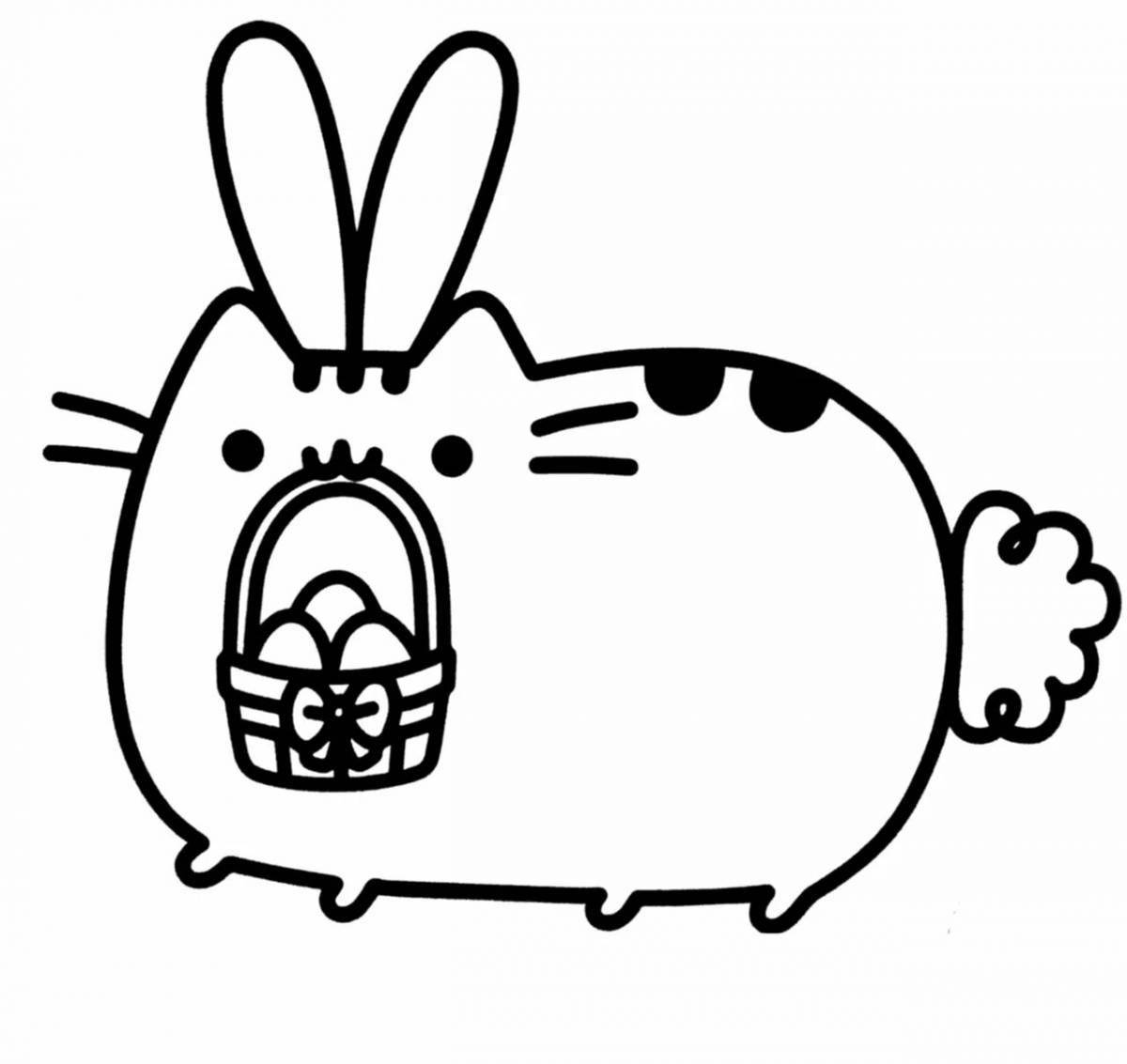 Coloring page jubilant pusheen new year