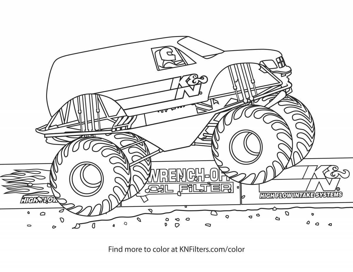 Glitter monster truck coloring page