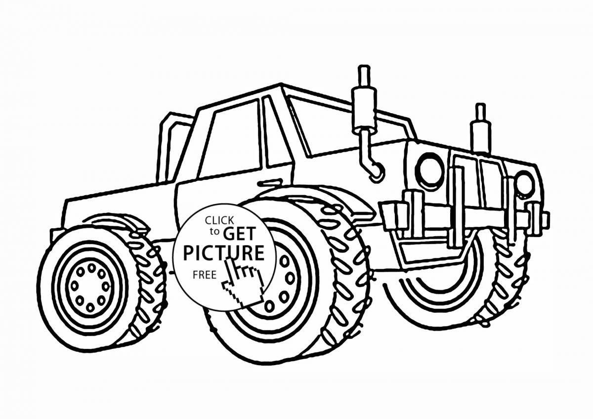 Colorful illustrated monster truck coloring book