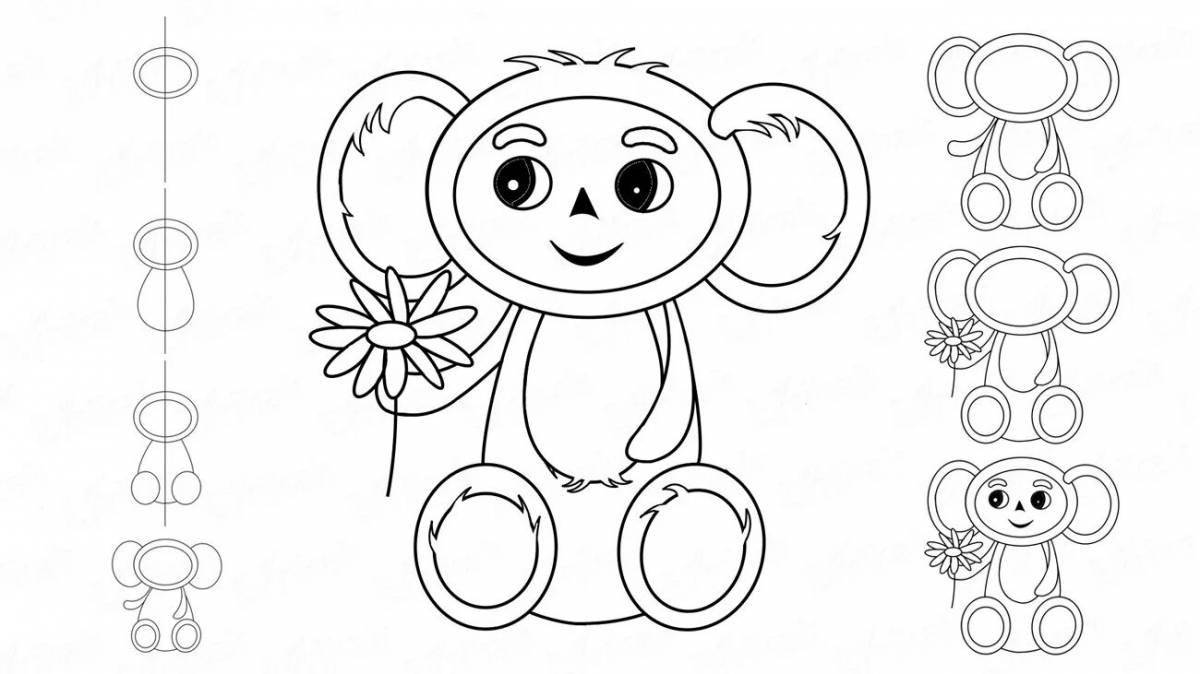 Coloring Cheburashka with polka dots