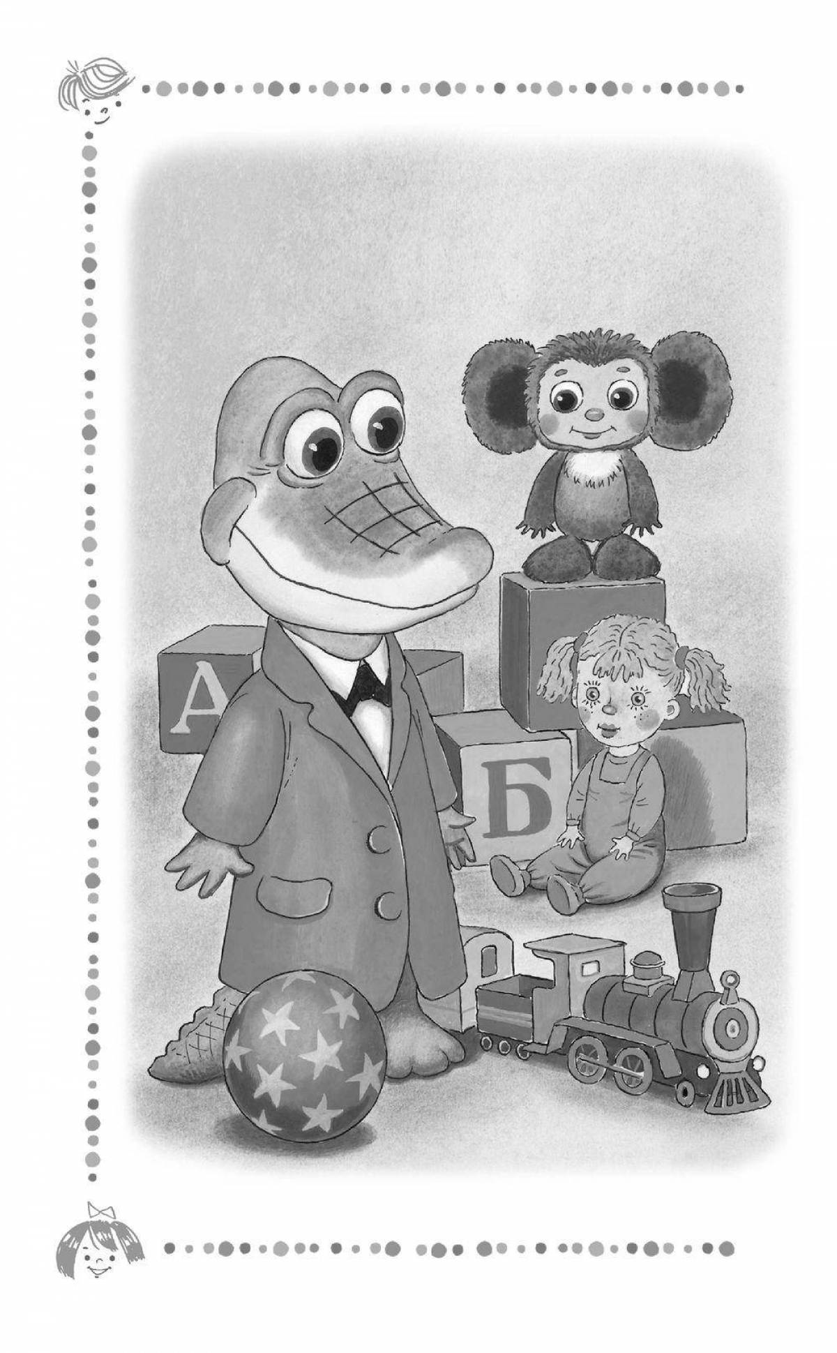 Coloring funny cheburashka with polka dots