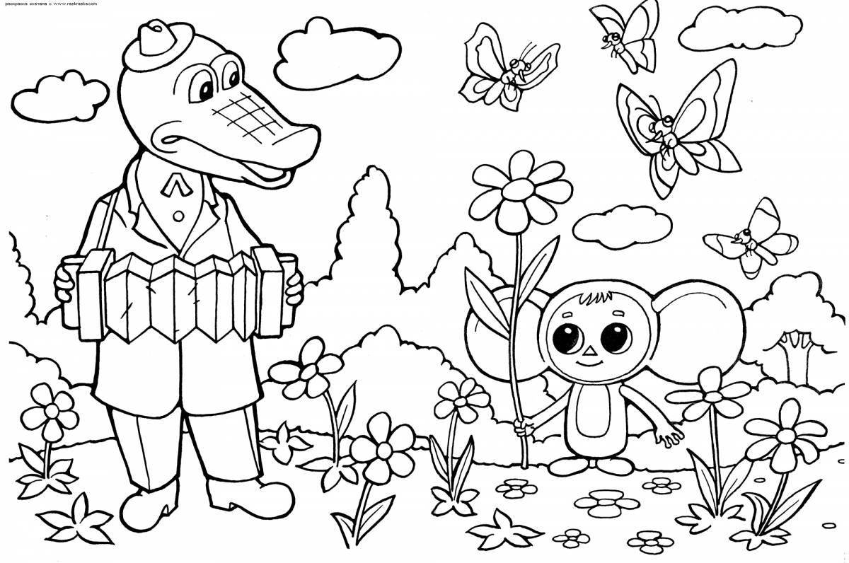 Coloring Cheburashka in radiant dots