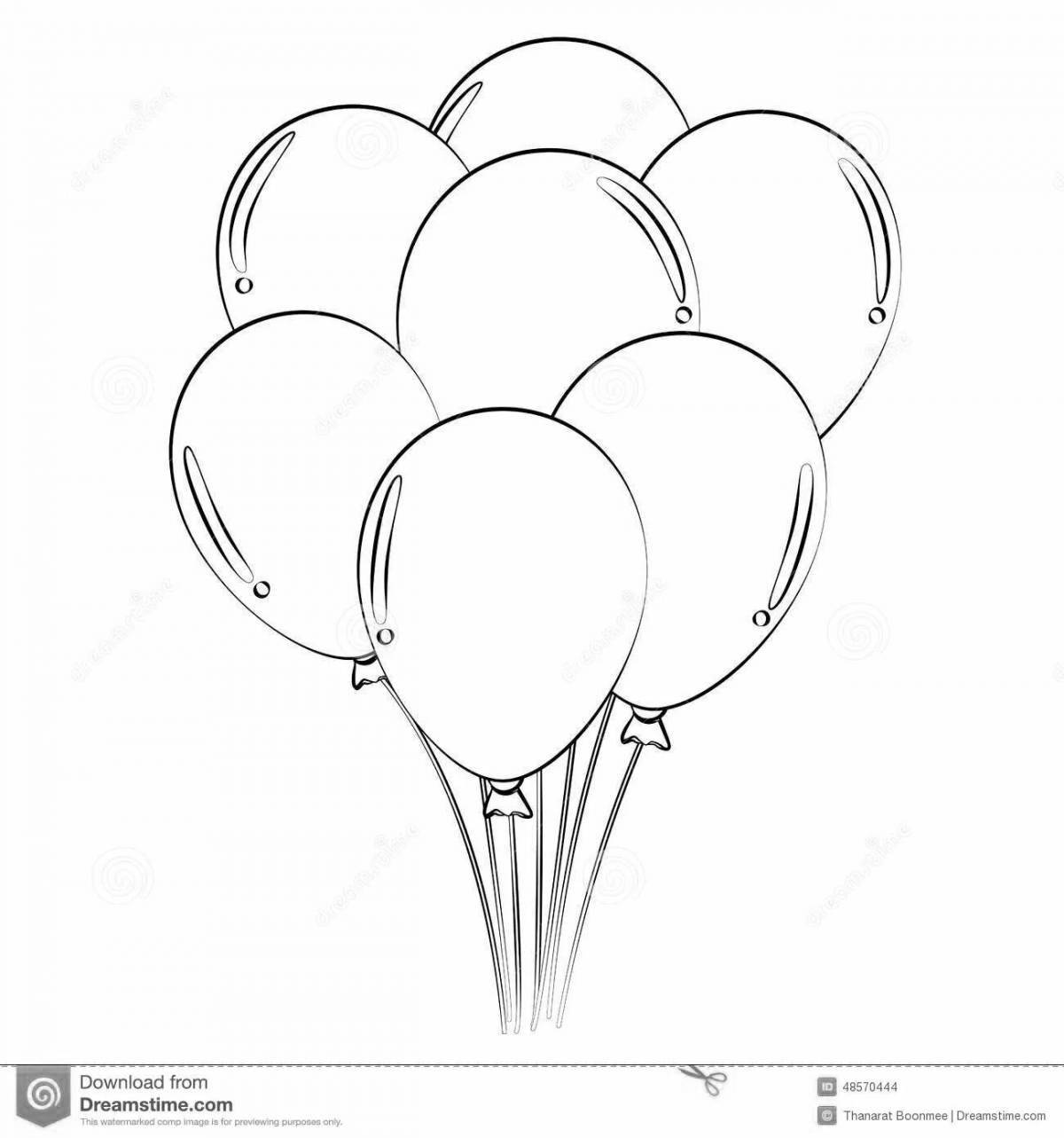 Раскраска радостная связка воздушных шаров