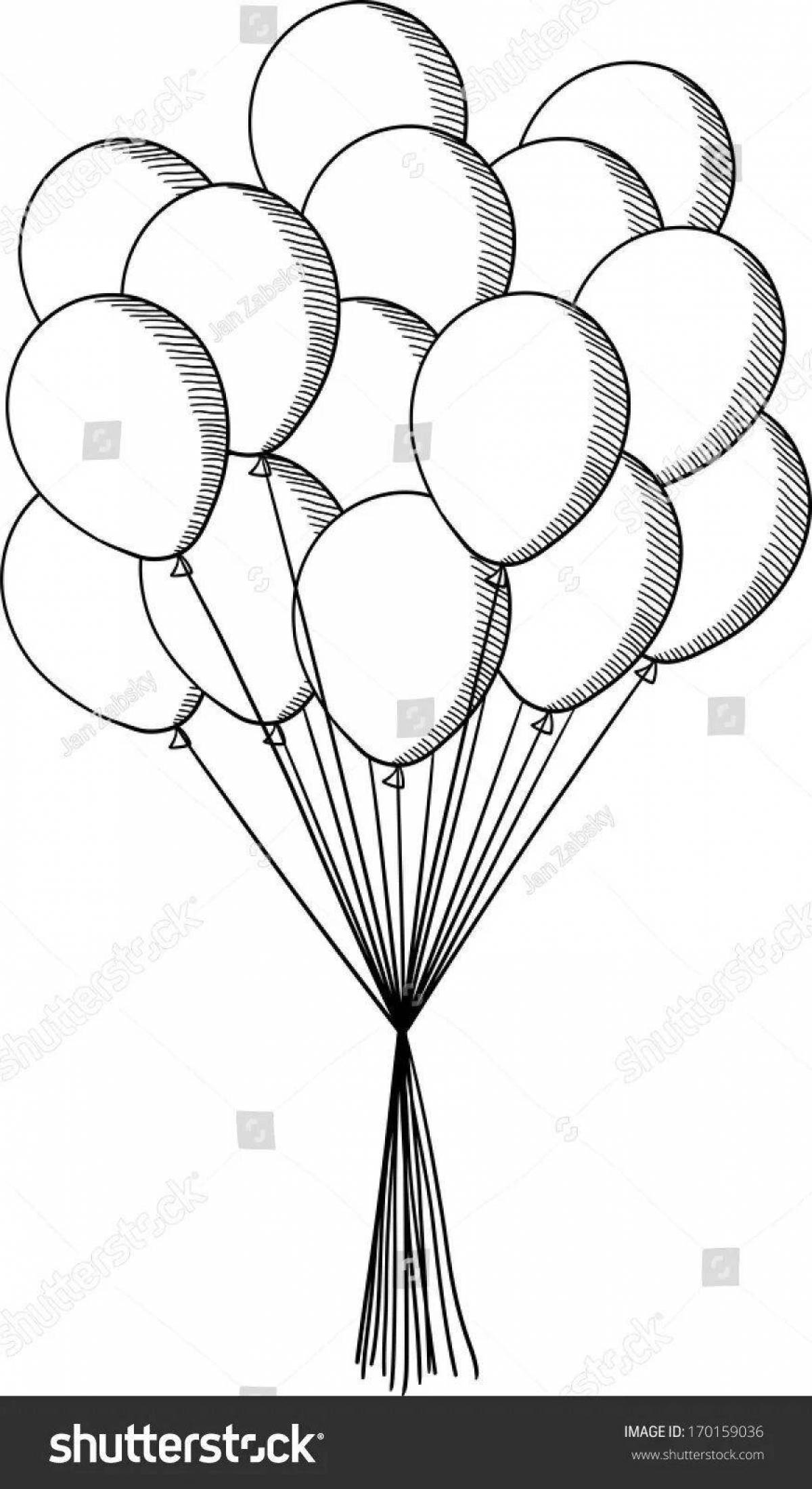Раскраска веселая связка воздушных шаров