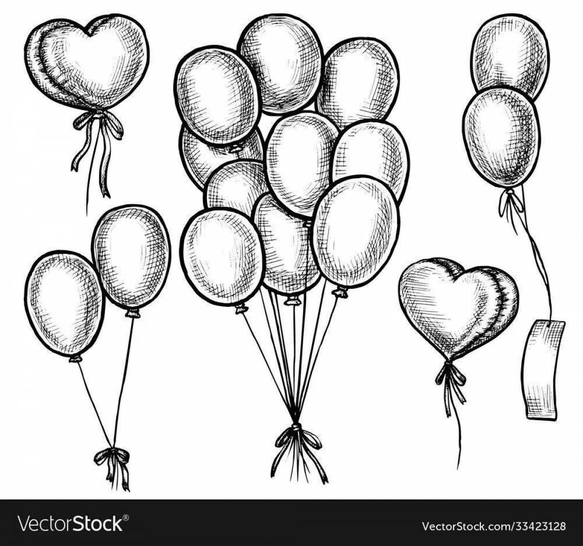 A fascinating coloring book with a bouquet of balloons