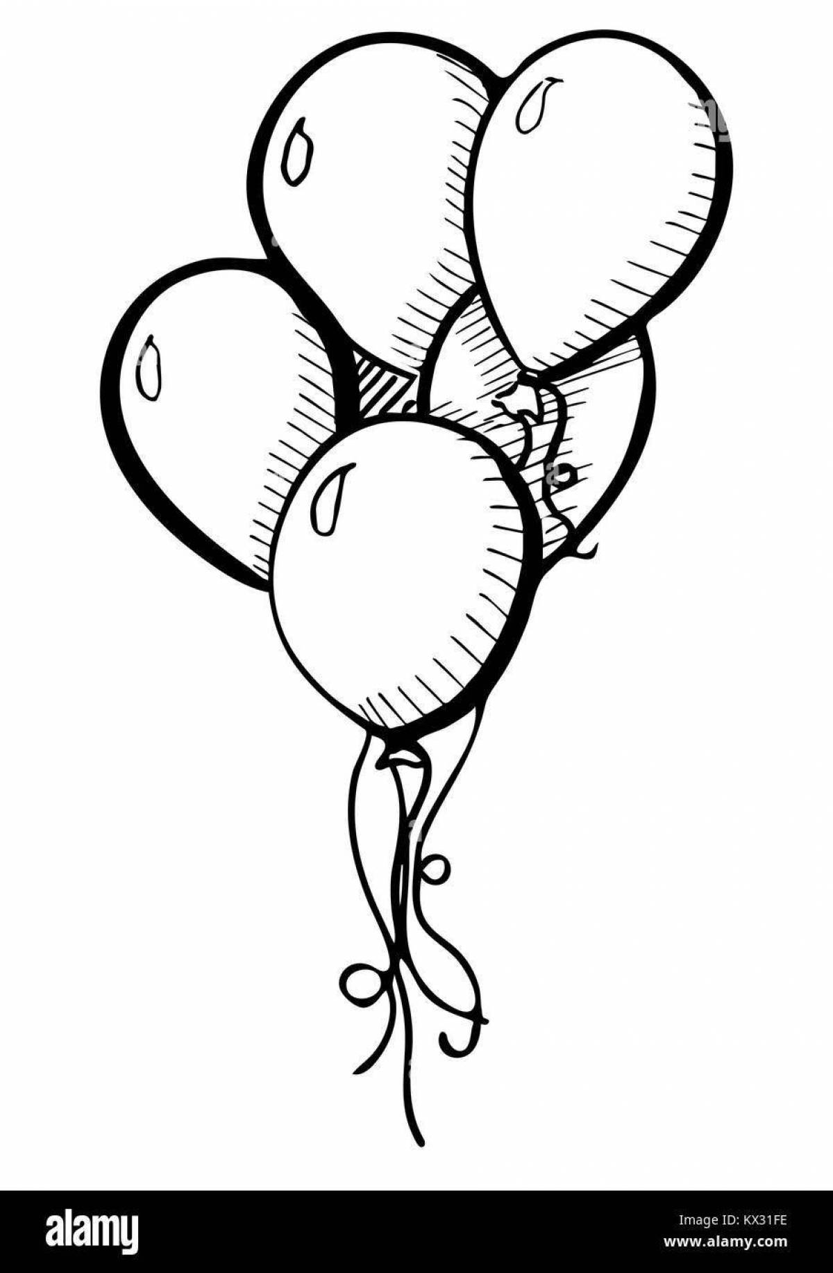 Coloring book floating bunch of balloons