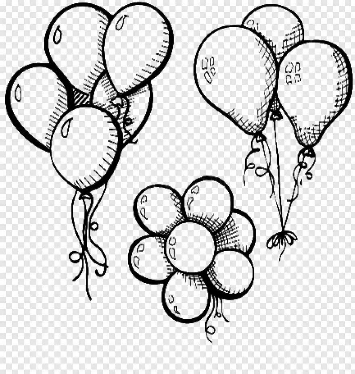 Coloring book sparkling bunch of balloons